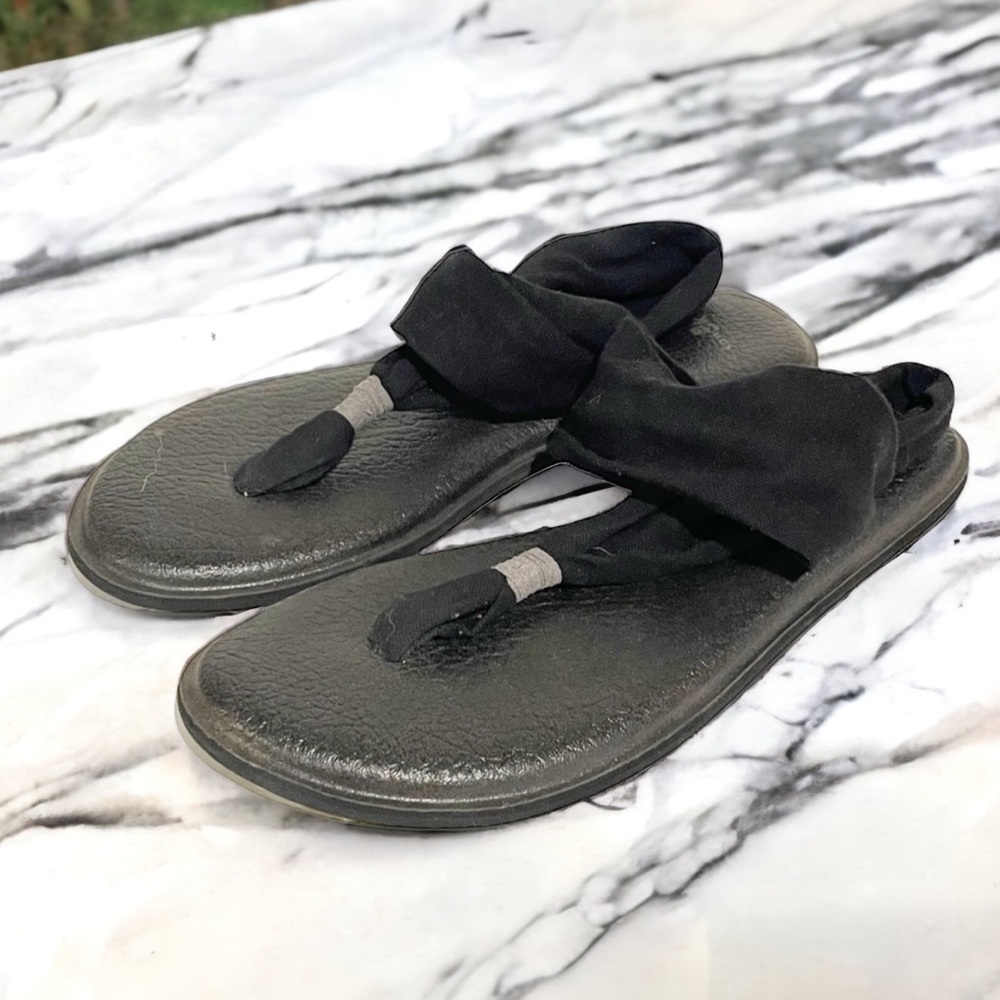 Sanuk Womens Size 9 Black Yoga Sling Strappy Sandals
